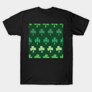 Rows of pattern filled Shamrocks, Saint Patrick's Day T-Shirt